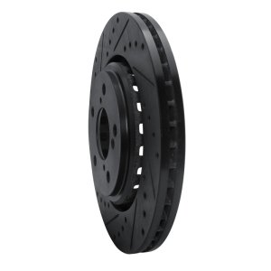 Acura MDX Brake Rotor (1) - Front Left - R1 Concepts - Drilled & Slotted - Black - `15-`25